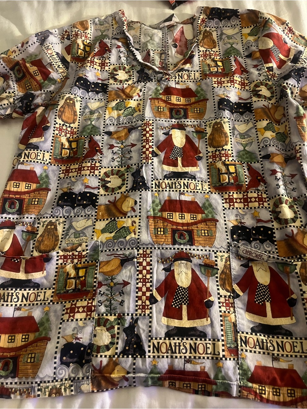 Cherokee Men's Holiday Patchwork Tee - Red, Gold, Green, Blue